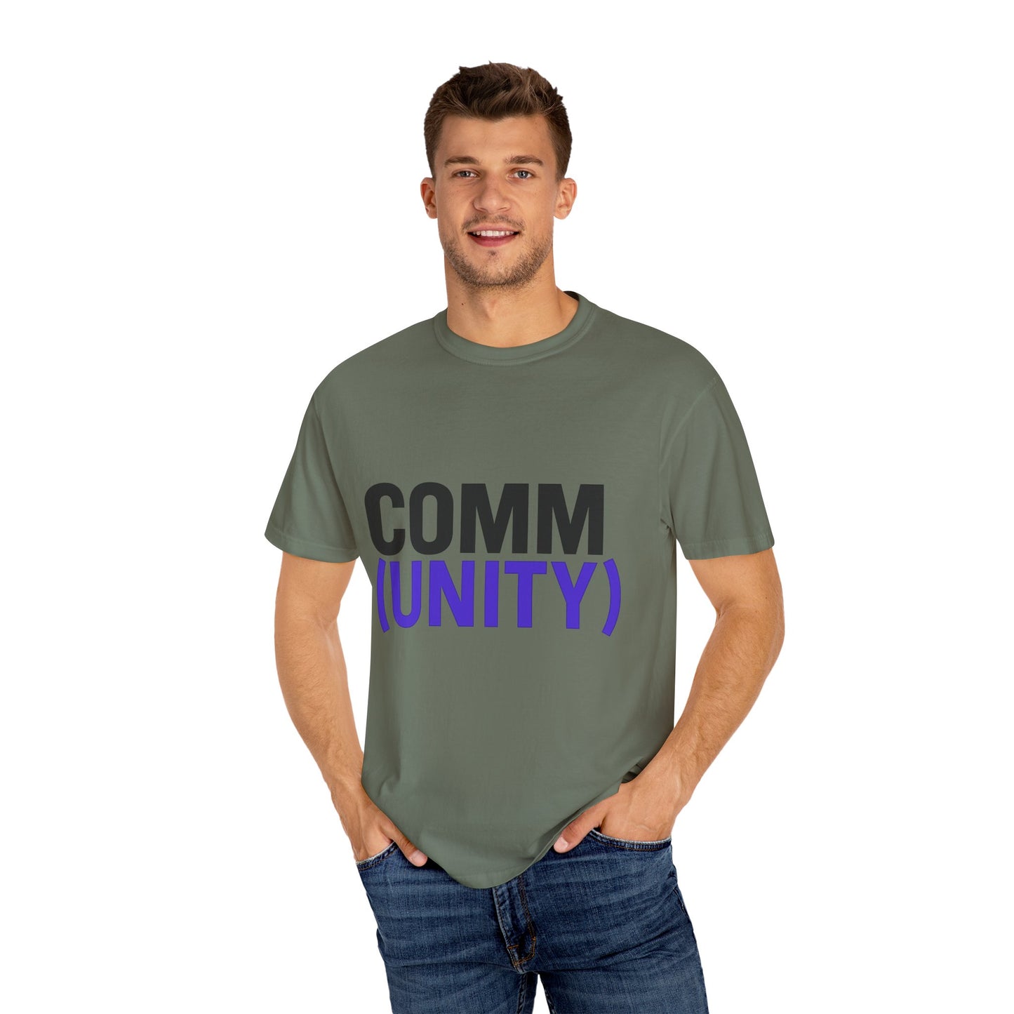 Unisex Garment-Dyed T-Shirt - 'COMM (UNITY)' Graphic Tee for Connection & Community