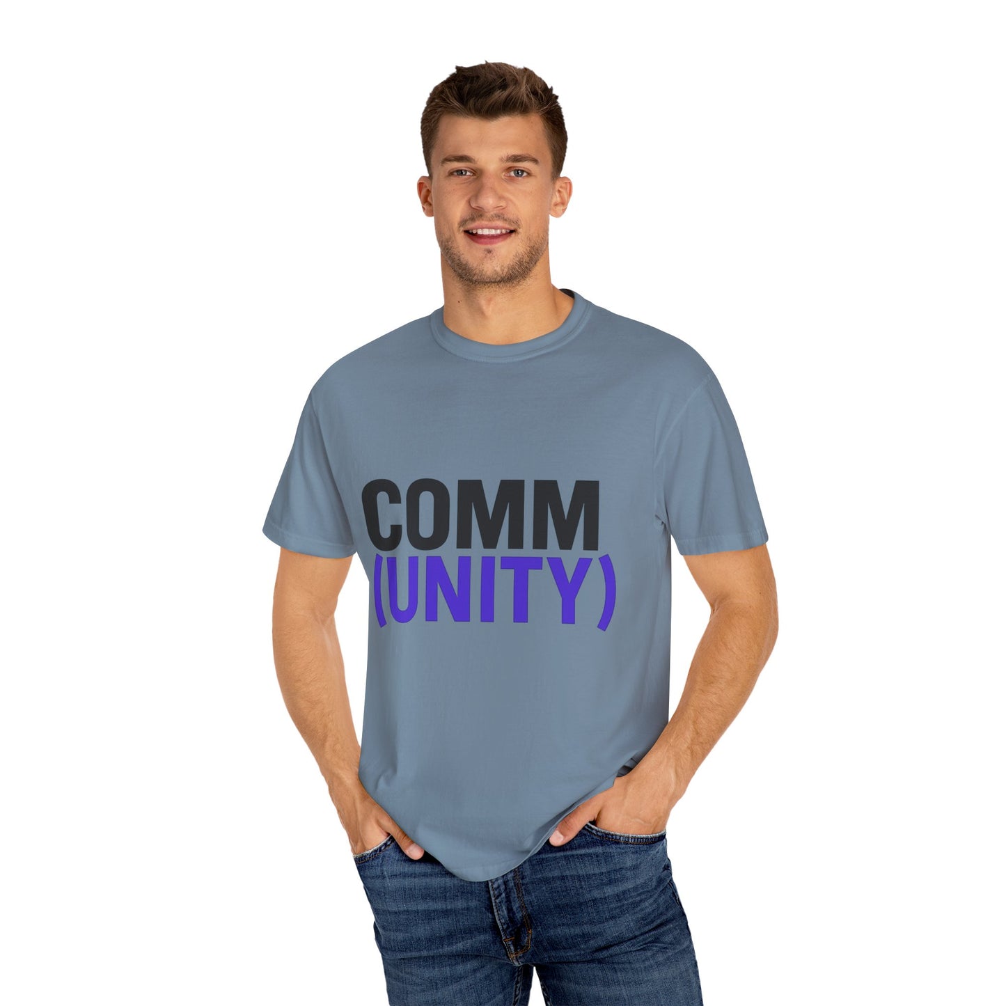 Unisex Garment-Dyed T-Shirt - 'COMM (UNITY)' Graphic Tee for Connection & Community