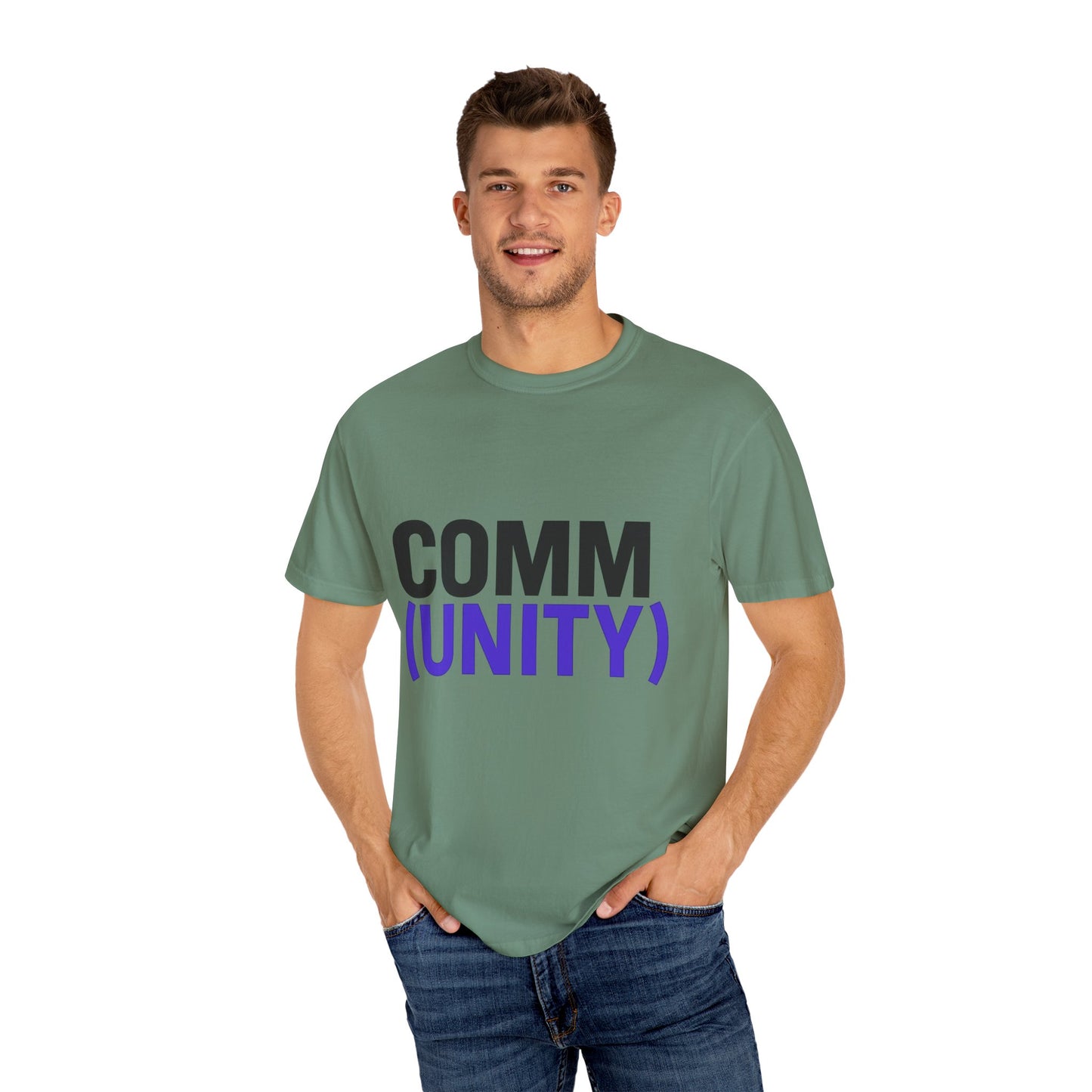 Unisex Garment-Dyed T-Shirt - 'COMM (UNITY)' Graphic Tee for Connection & Community