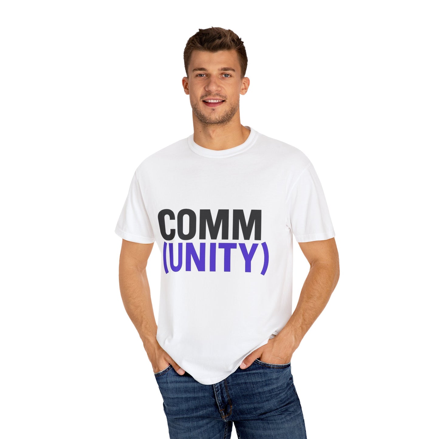 Unisex Garment-Dyed T-Shirt - 'COMM (UNITY)' Graphic Tee for Connection & Community