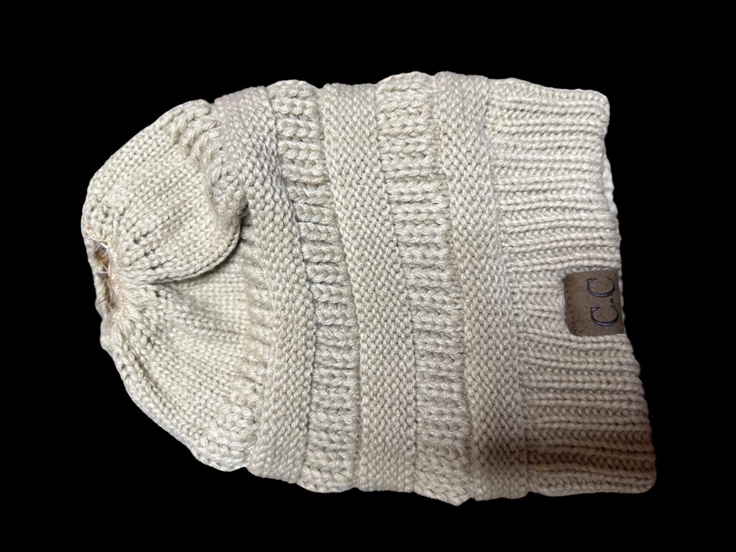 Pony Tail Beanie (Brown/Satin)