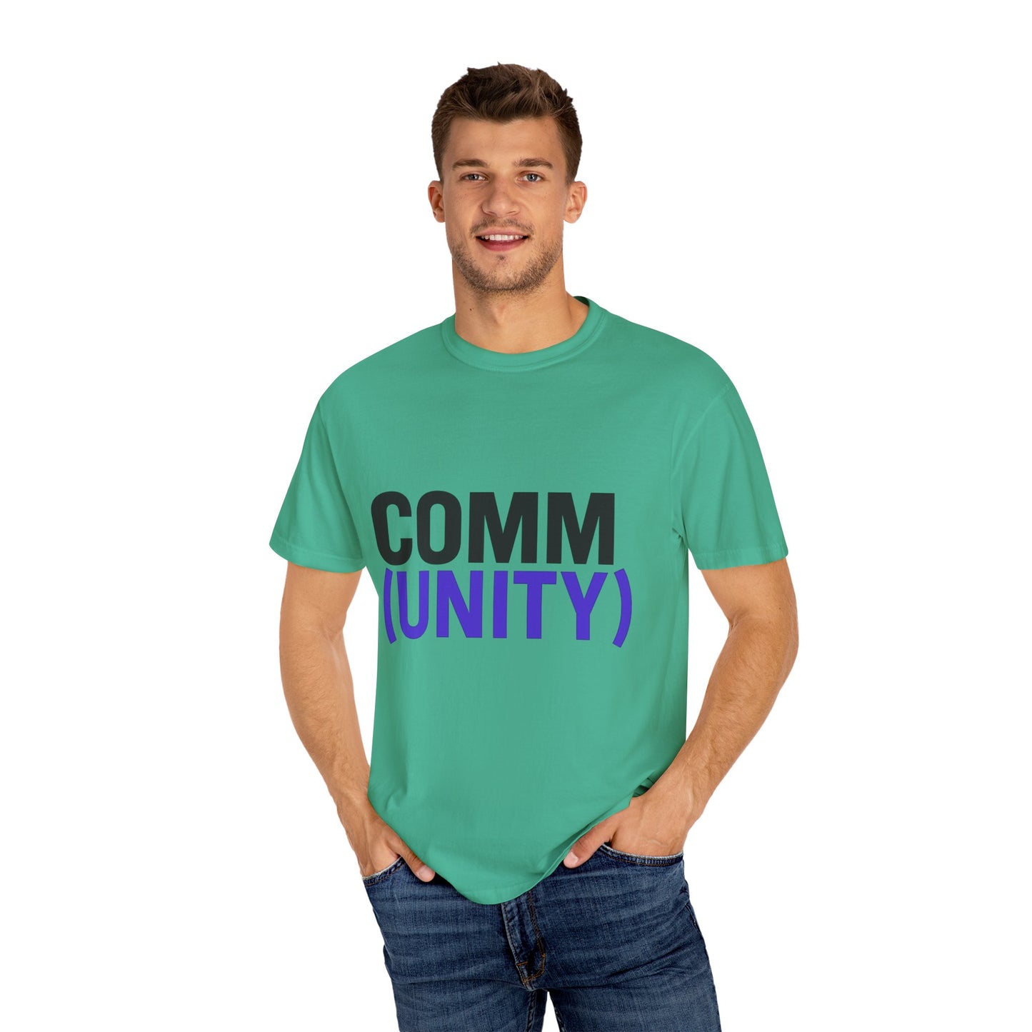 Unisex Garment-Dyed T-Shirt - 'COMM (UNITY)' Graphic Tee for Connection & Community
