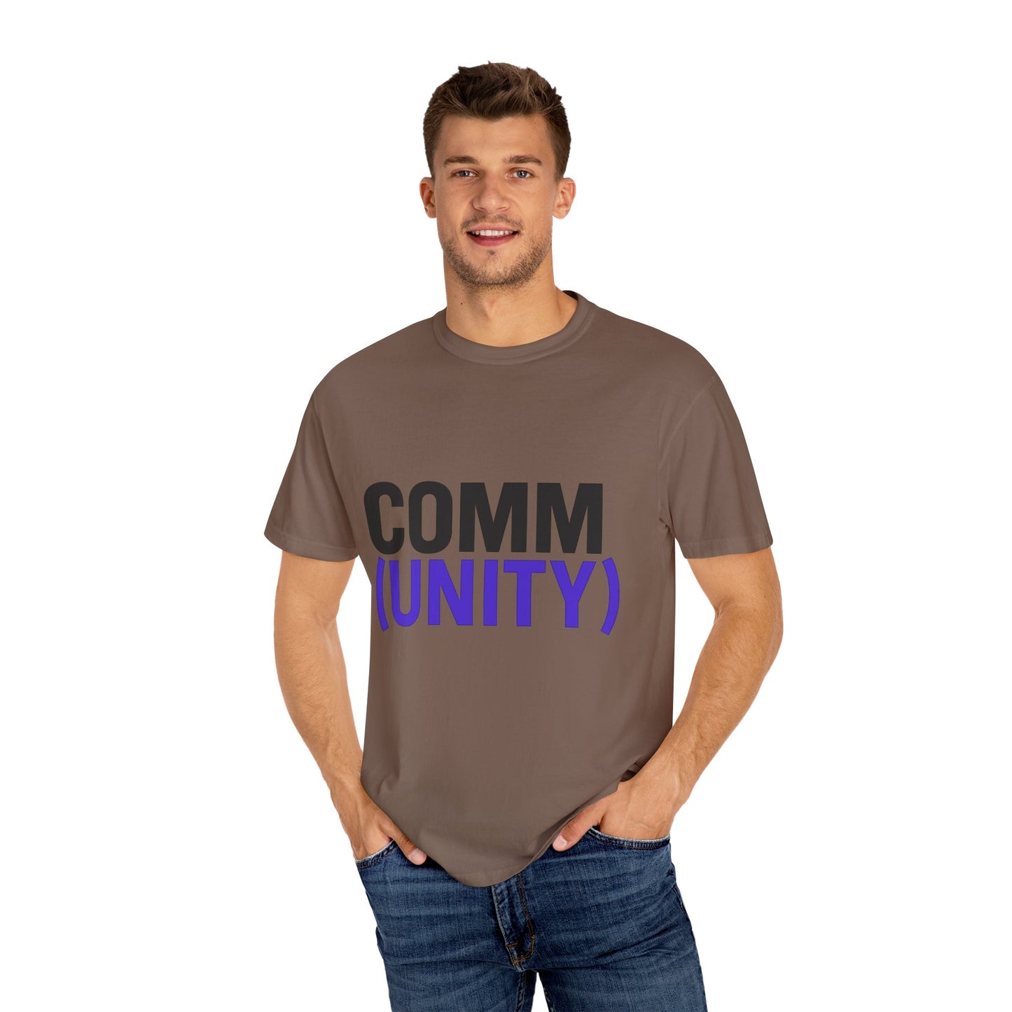Unisex Garment-Dyed T-Shirt - 'COMM (UNITY)' Graphic Tee for Connection & Community