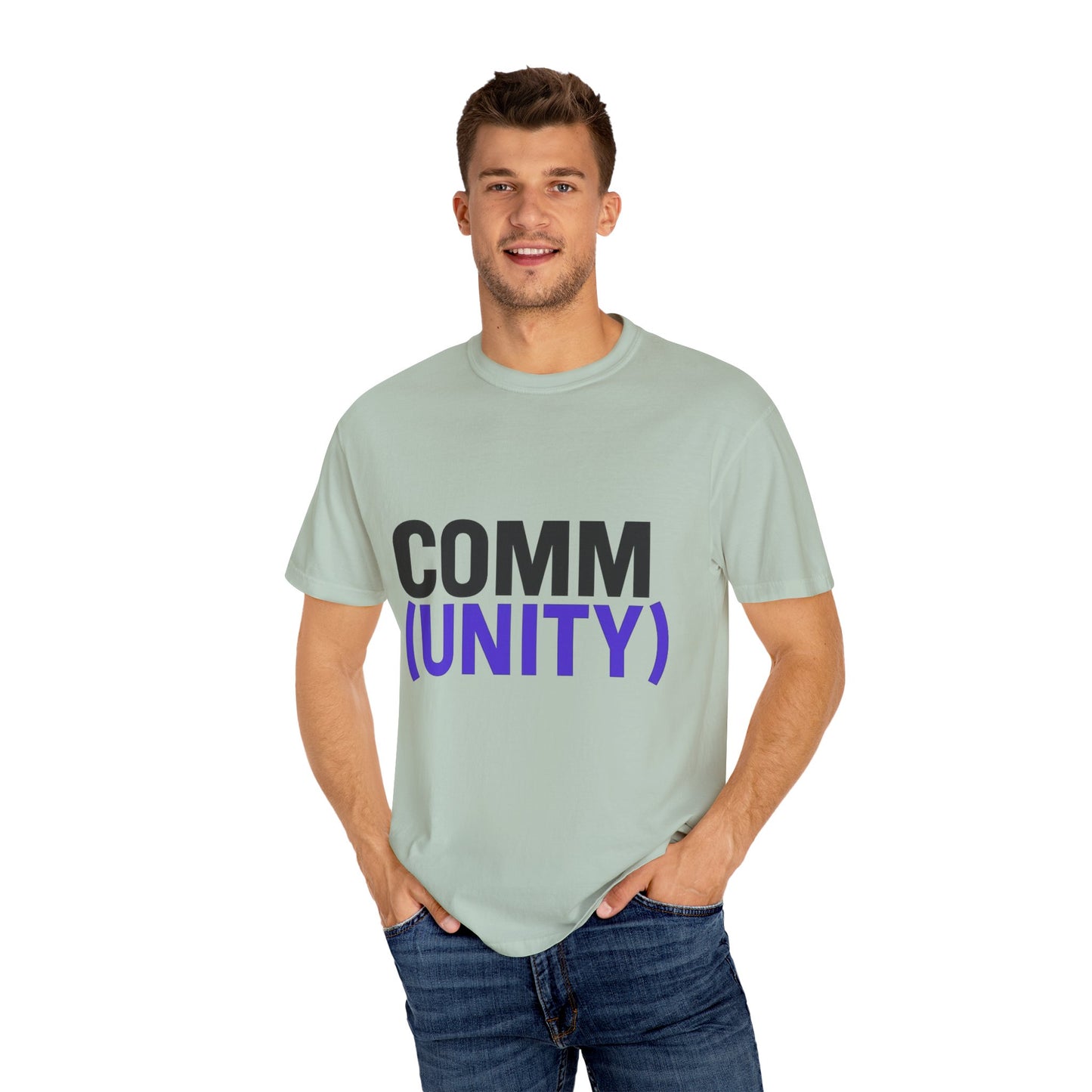 Unisex Garment-Dyed T-Shirt - 'COMM (UNITY)' Graphic Tee for Connection & Community