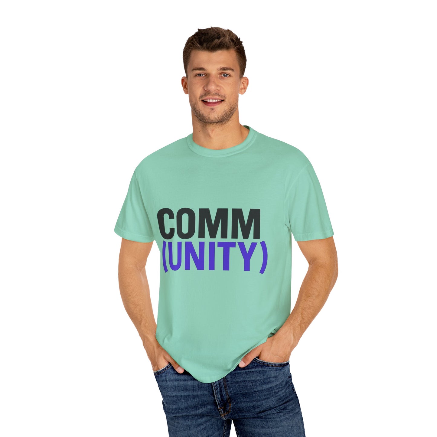 Unisex Garment-Dyed T-Shirt - 'COMM (UNITY)' Graphic Tee for Connection & Community