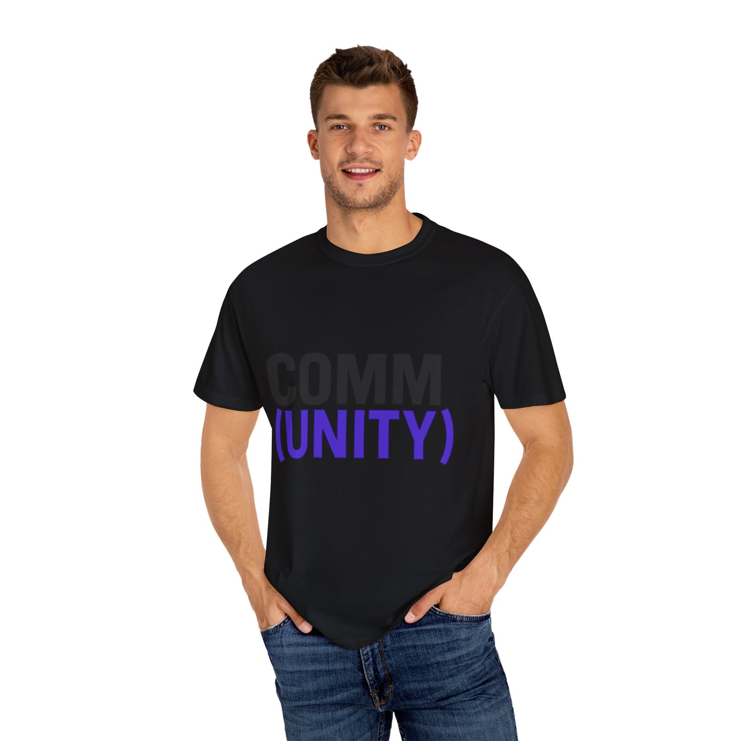 Unisex Garment-Dyed T-Shirt - 'COMM (UNITY)' Graphic Tee for Connection & Community