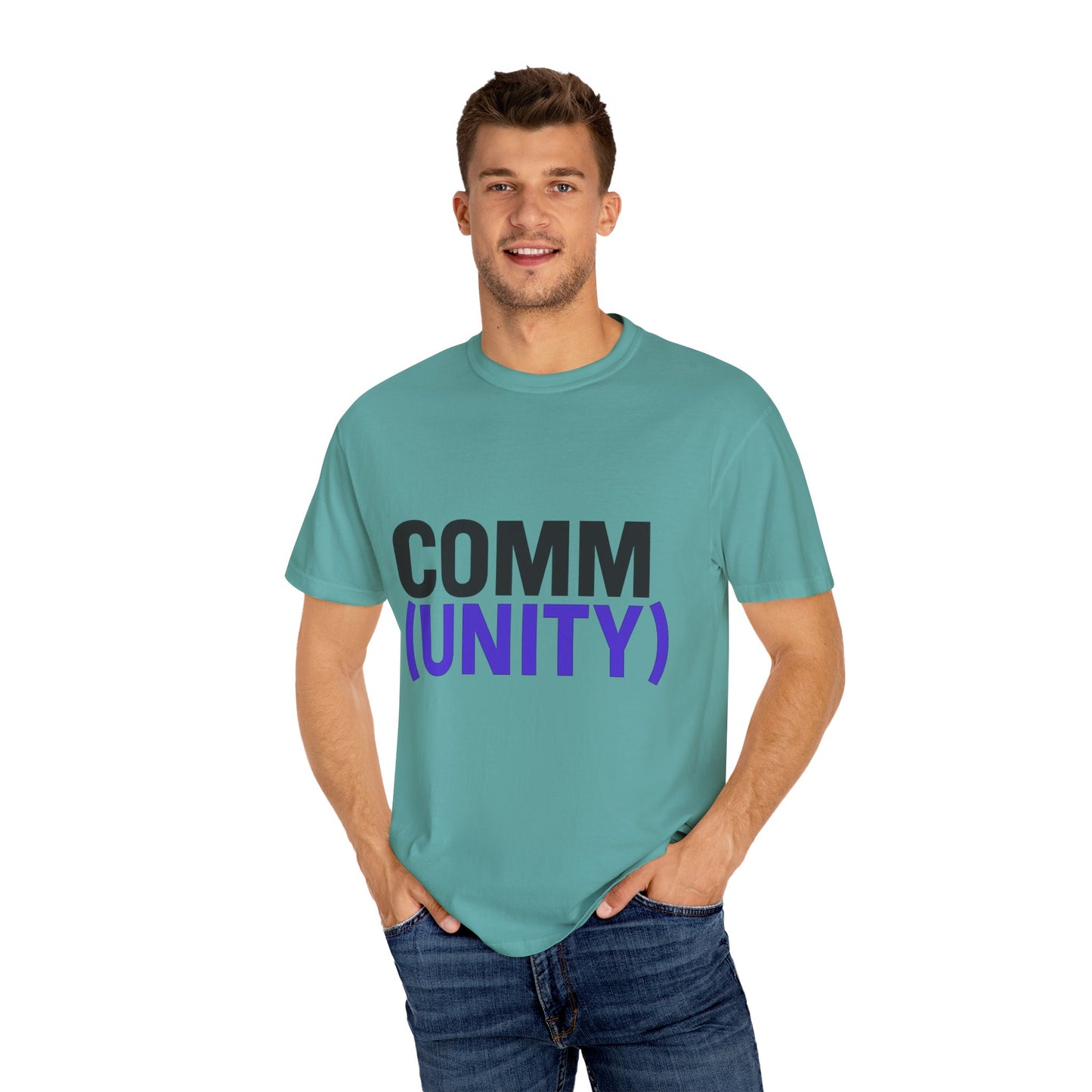 Unisex Garment-Dyed T-Shirt - 'COMM (UNITY)' Graphic Tee for Connection & Community
