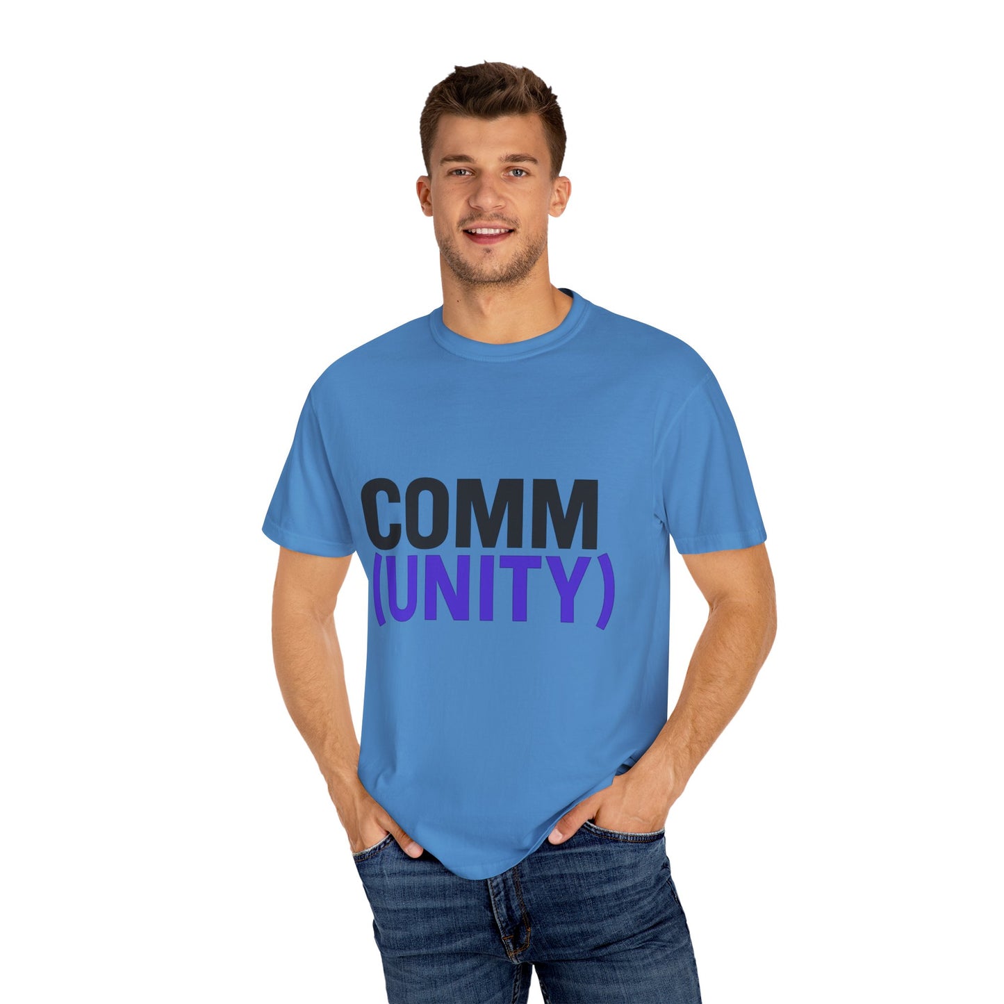 Unisex Garment-Dyed T-Shirt - 'COMM (UNITY)' Graphic Tee for Connection & Community