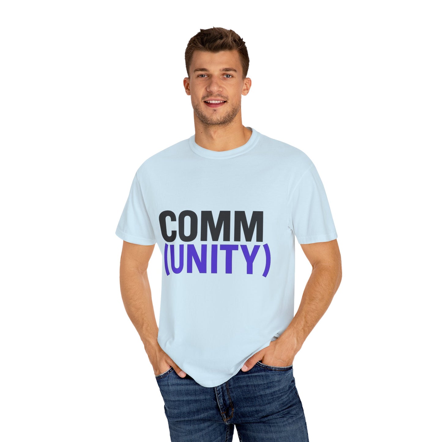 Unisex Garment-Dyed T-Shirt - 'COMM (UNITY)' Graphic Tee for Connection & Community