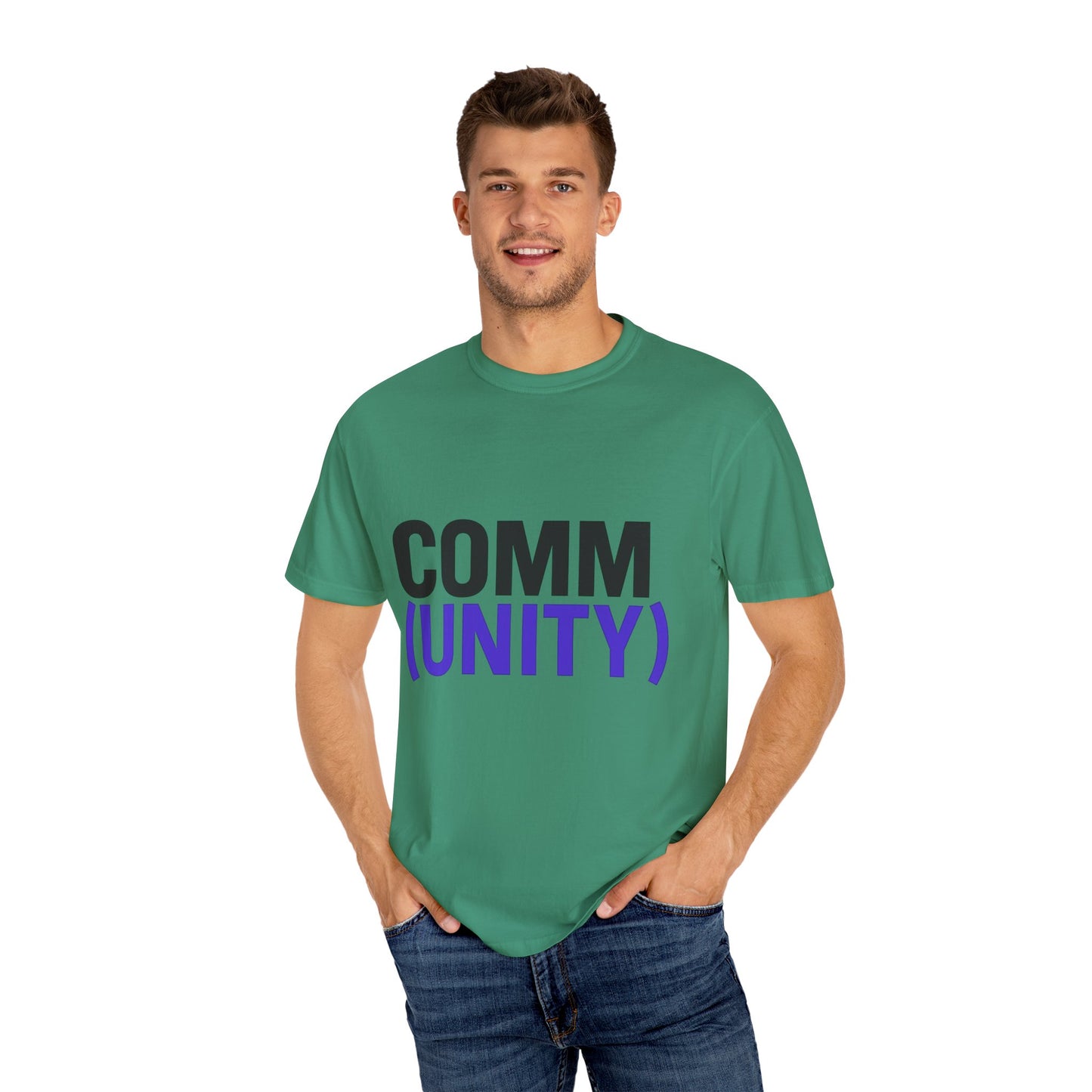 Unisex Garment-Dyed T-Shirt - 'COMM (UNITY)' Graphic Tee for Connection & Community