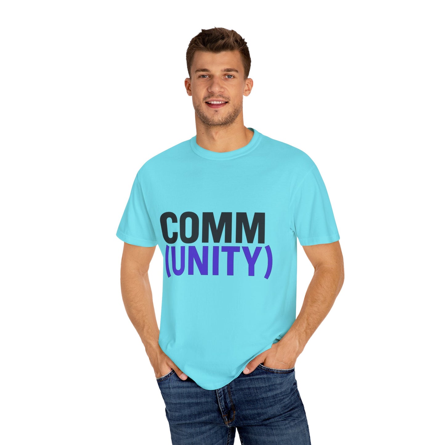 Unisex Garment-Dyed T-Shirt - 'COMM (UNITY)' Graphic Tee for Connection & Community