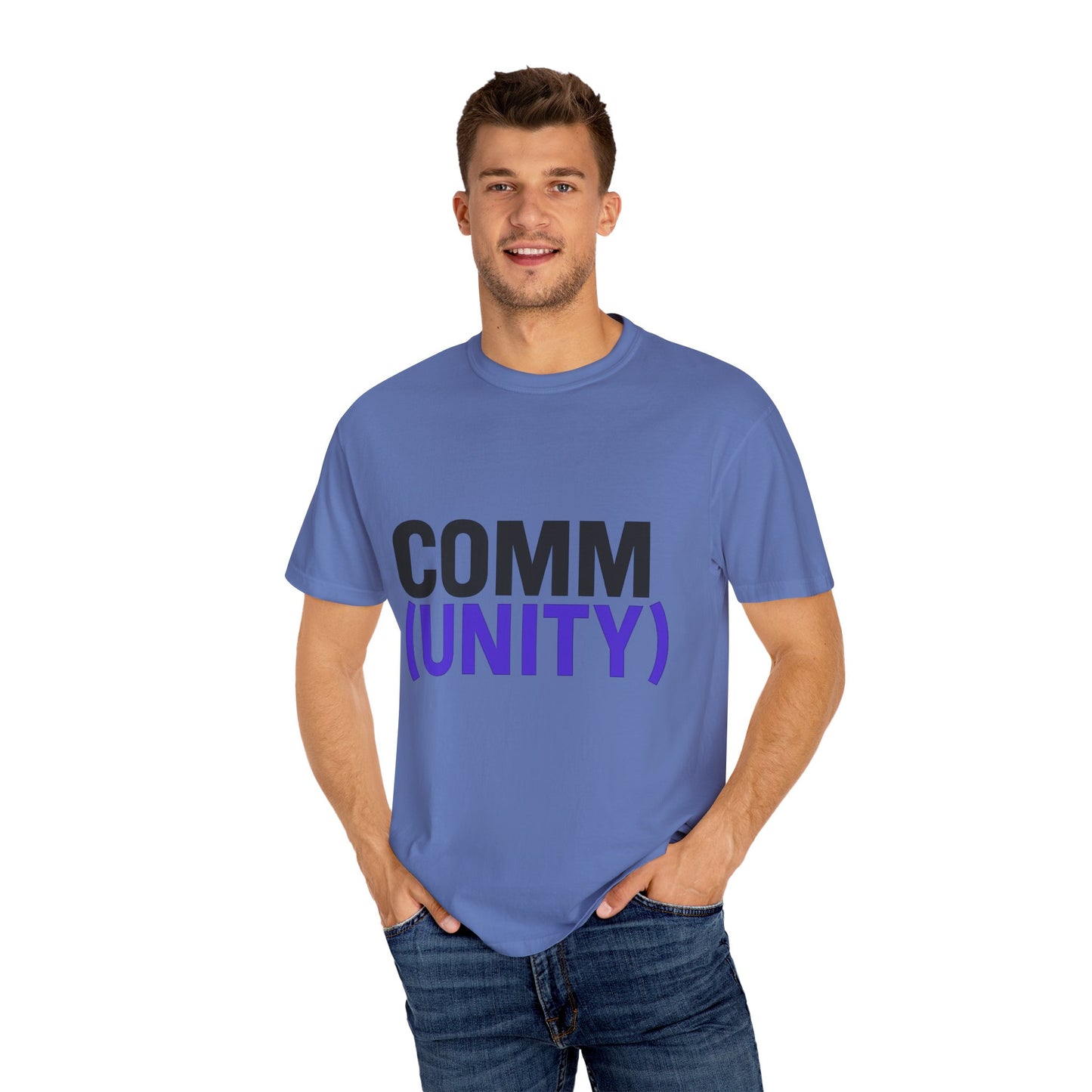 Unisex Garment-Dyed T-Shirt - 'COMM (UNITY)' Graphic Tee for Connection & Community